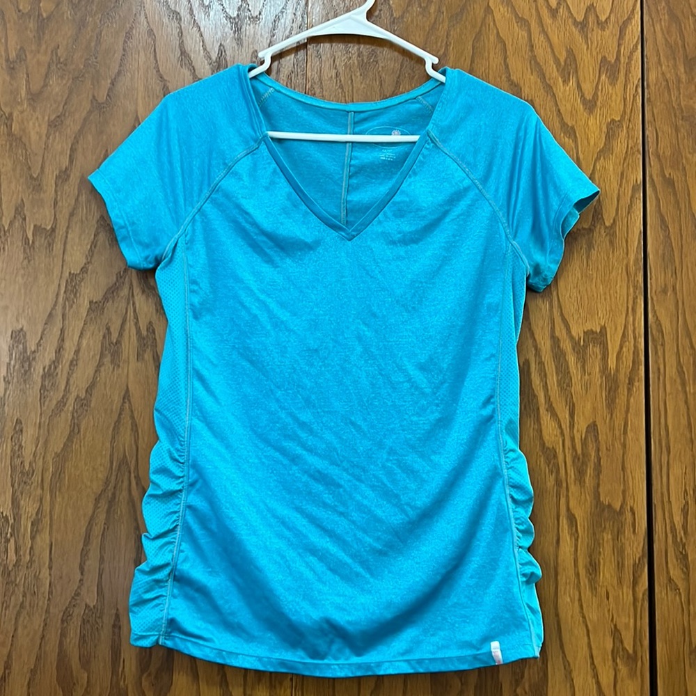 Medium Cyan Blue Tangerine Fitted Active T-shirt